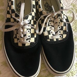 Funky black and white checkered low top vans